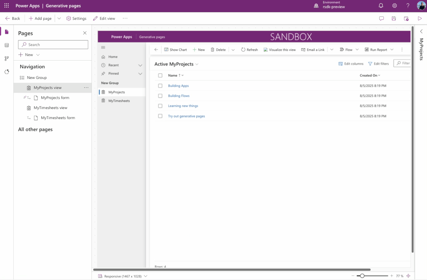 Generative Pages in Model driven apps