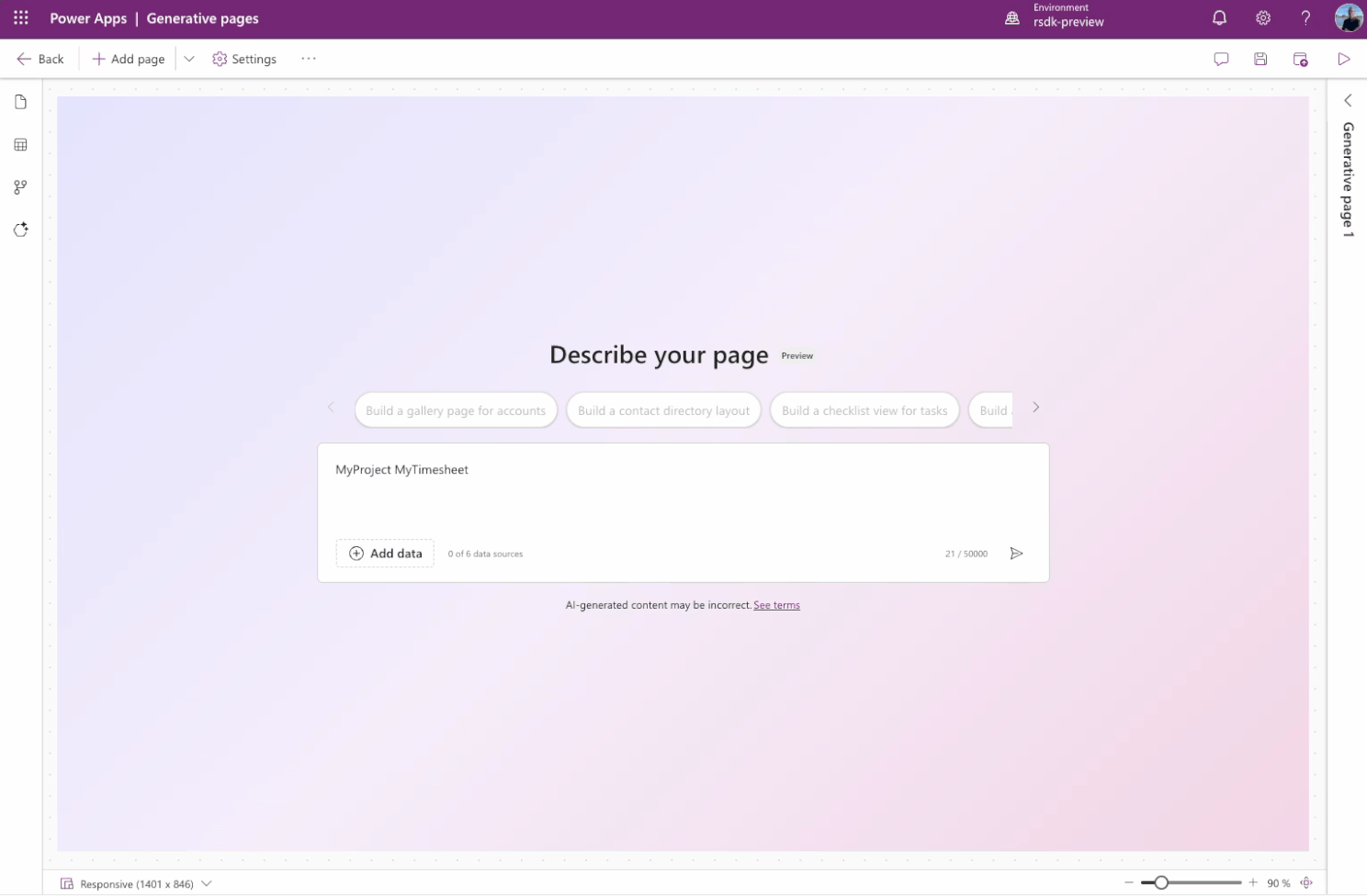 Generative Pages in Model driven apps