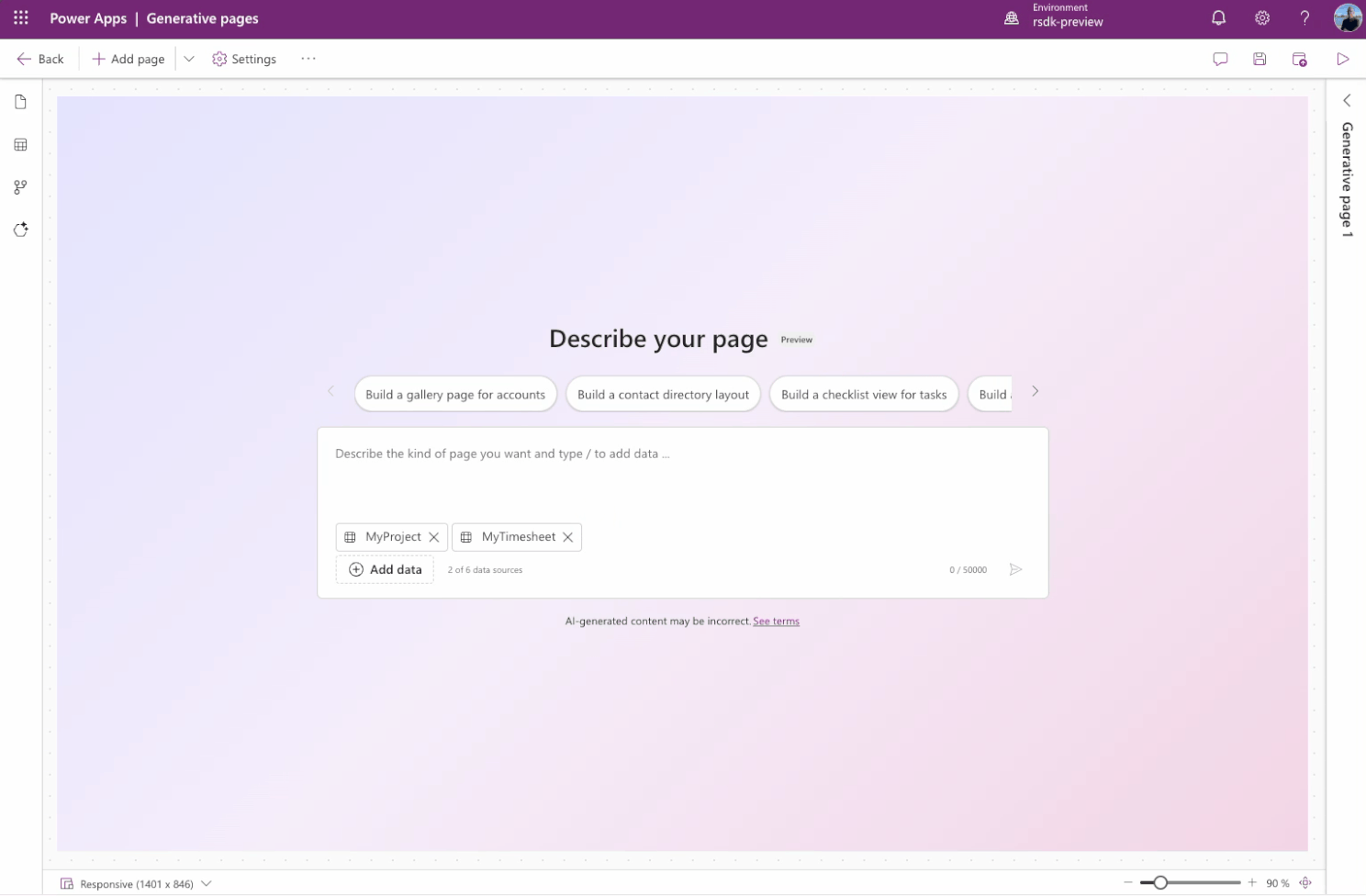 Generative Pages in Model driven apps