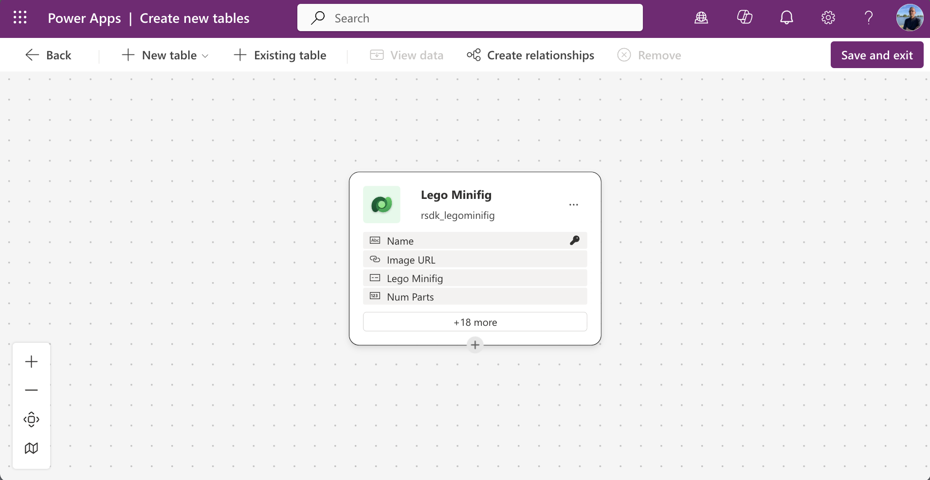Dataverse Minifig table