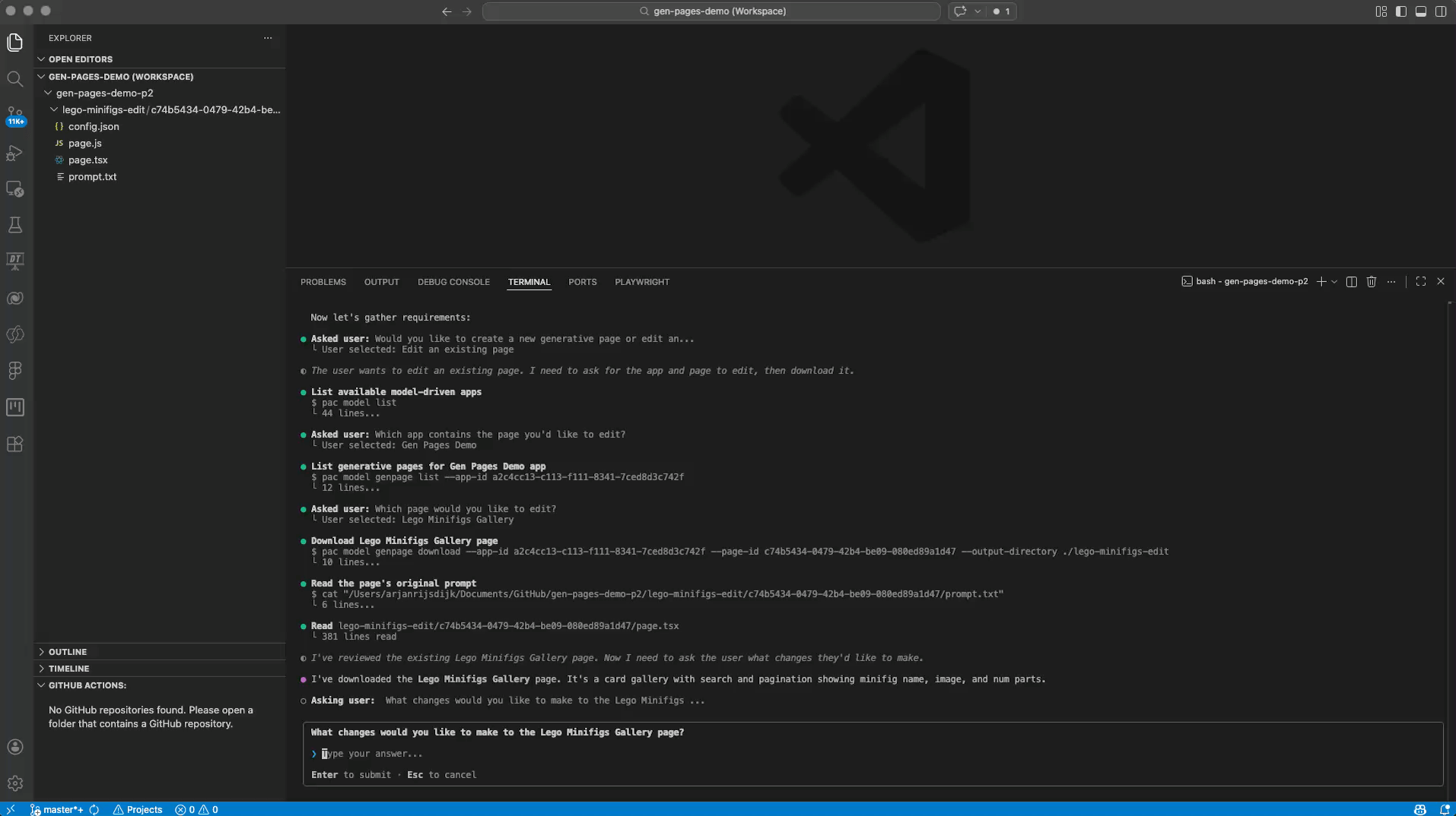 GitHub Copilot CLI - Describe your changes for the page