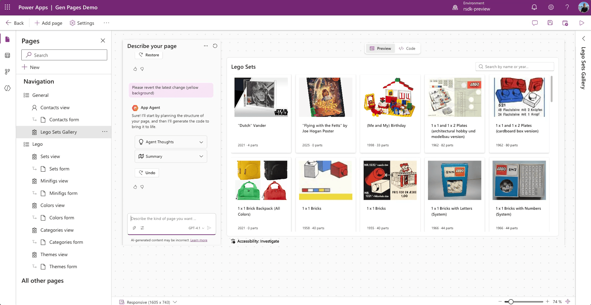 Model driven designer make in-app changes