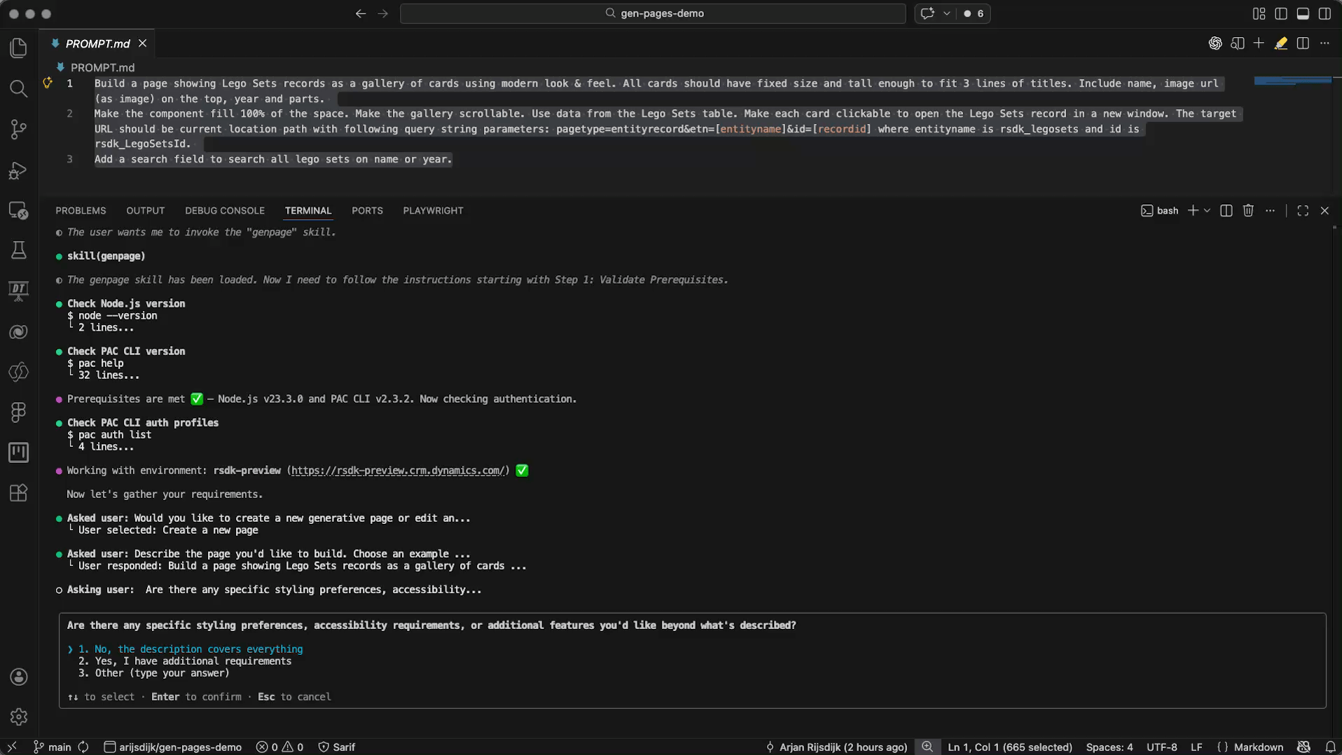 Copilot CLI - Genpages - Confirm description
