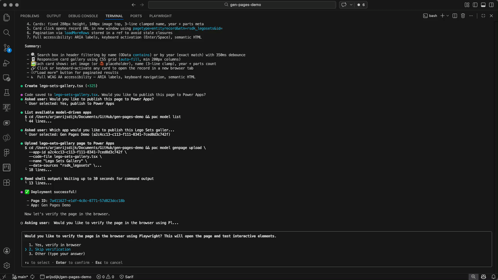 Copilot CLI - Genpages - Verify result in browser